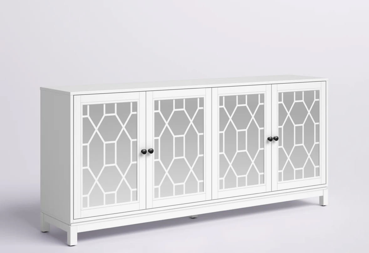 Alayana 71" Sideboard/ buffet with Mirrored Doors - White