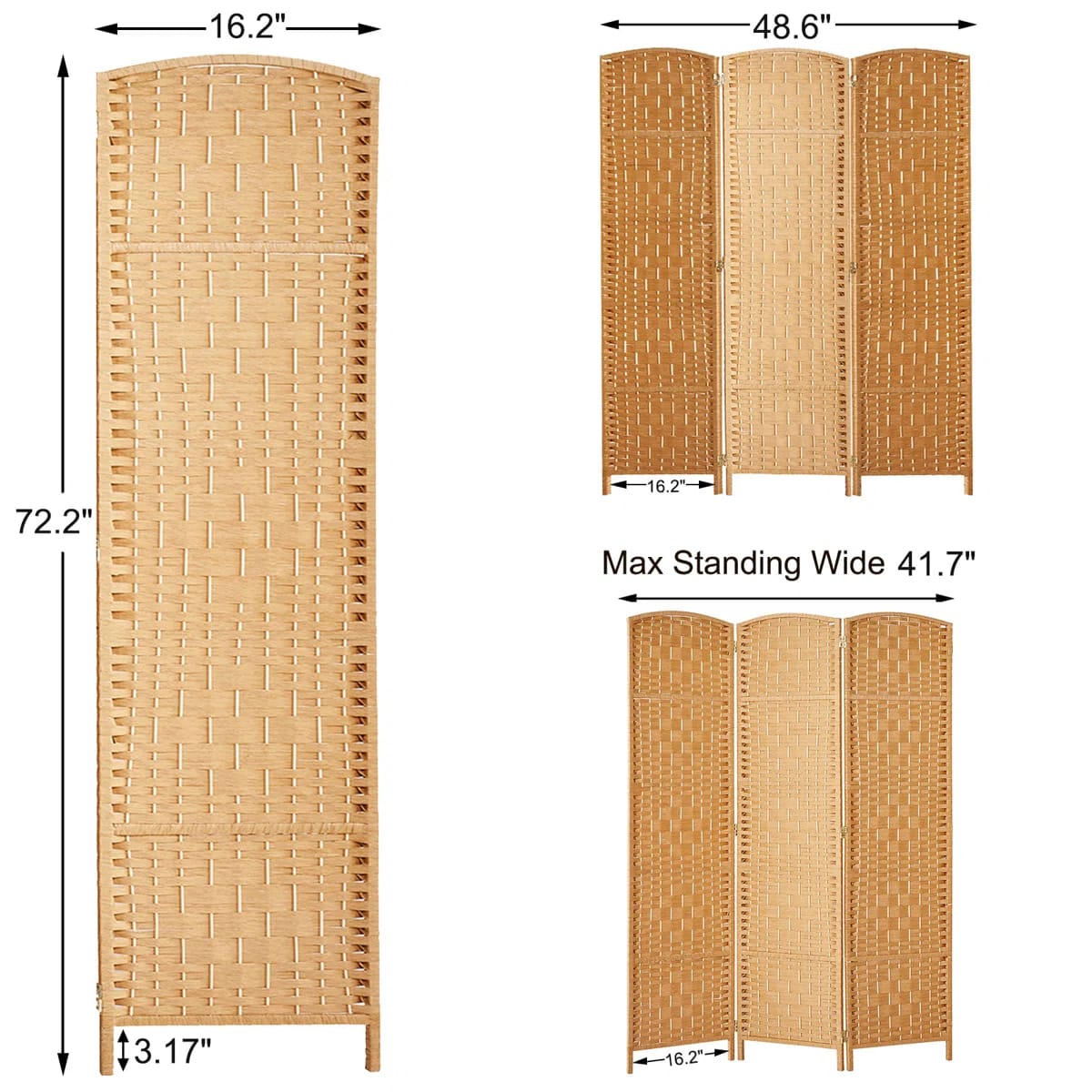 Elmina 6 Ft 3 panel Folding Room Divider Privacy Screen