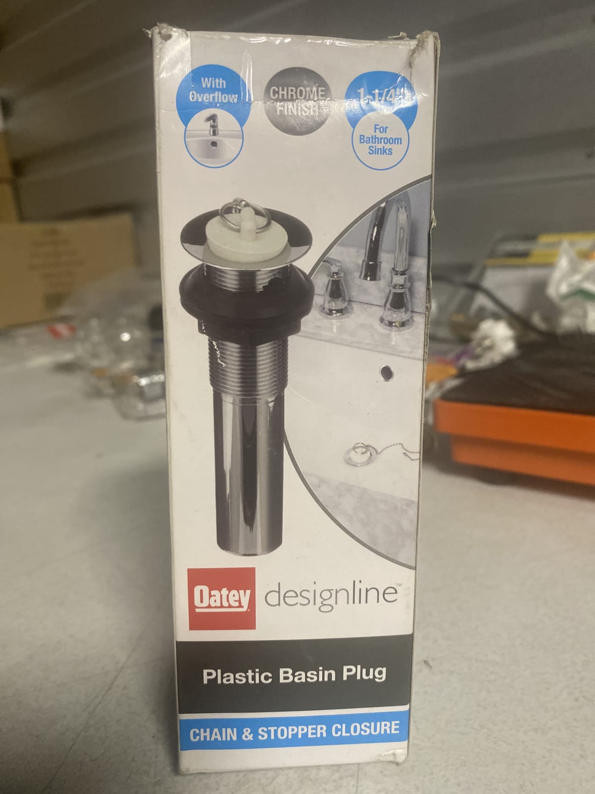 Oatey Designline Plastic Basin Plug with Overflow - Chrome Finish