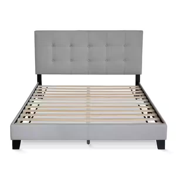 Furinno Button Tufted Queen Bed Frame - Glacier Color