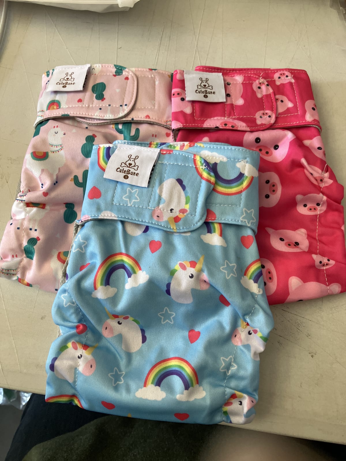 CuteBone Reusable Cloth Diapers - Set of 3 Fun Designs