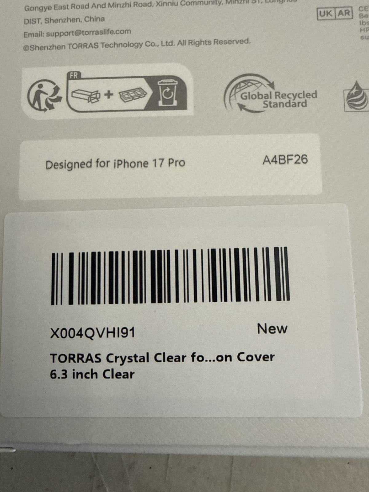 TORRAS Crystal Clear Phone Case for iPhone 17 Pro Max