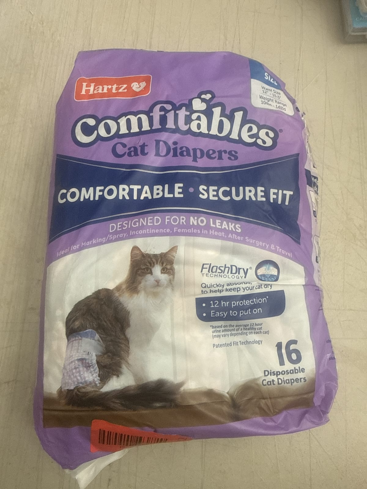 Hartz Comfítables Cat Diapers - Comfortable & Secure Fit, 16 Count