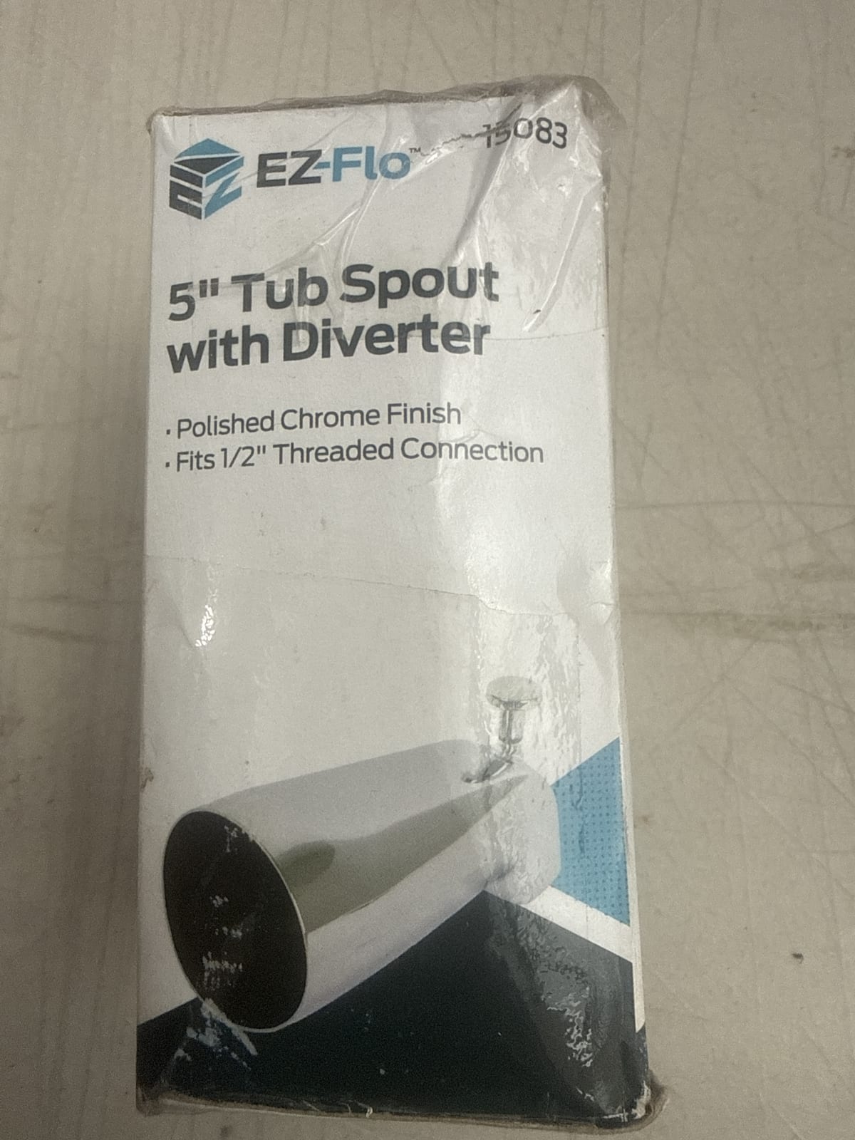 EZ-Flo 5" Tub Spout with Diverter - Polished Chrome Finish