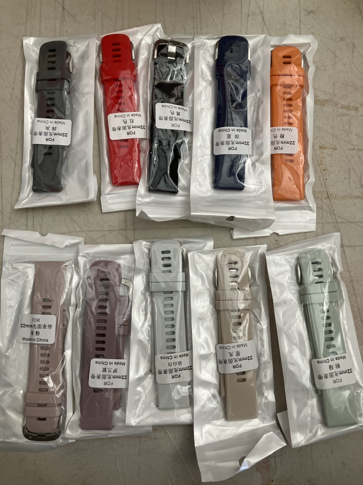 22mm Silicone Watch Bands - Assorted Color 10pcs