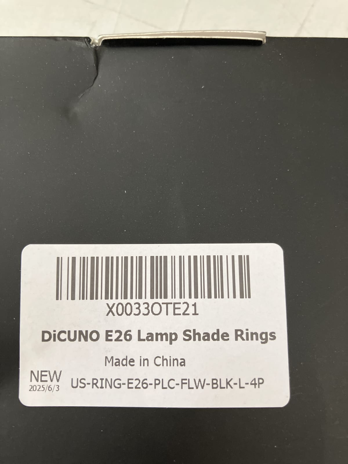 DiCUNO E26 Lamp Shade Rings - Set of 4 Black