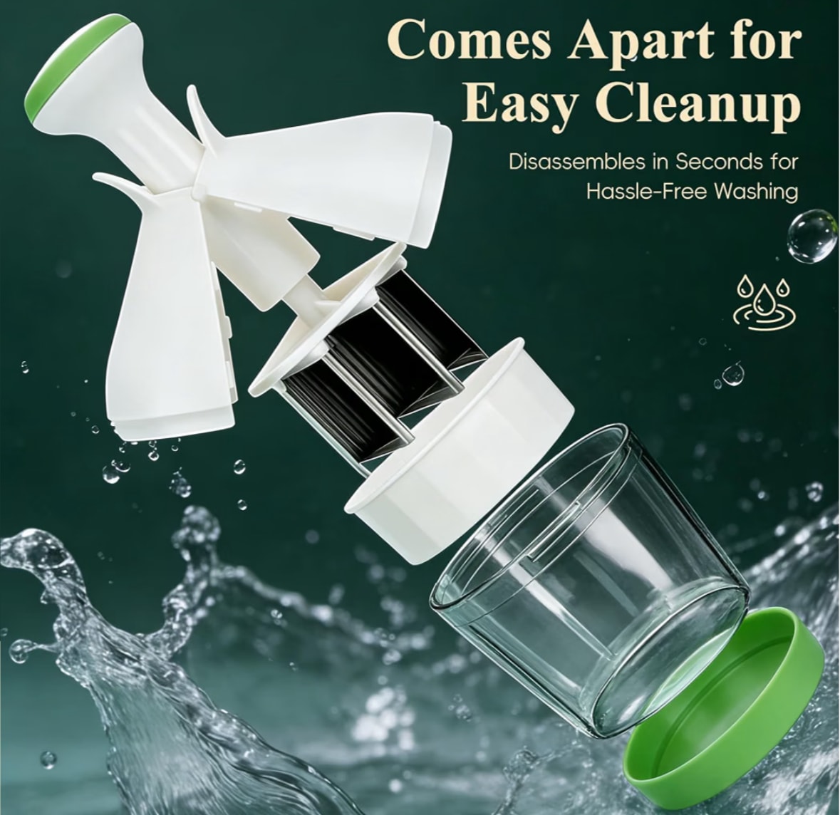 Compact Vegetable hand food Chopper with Easy Cleanup - Green & White