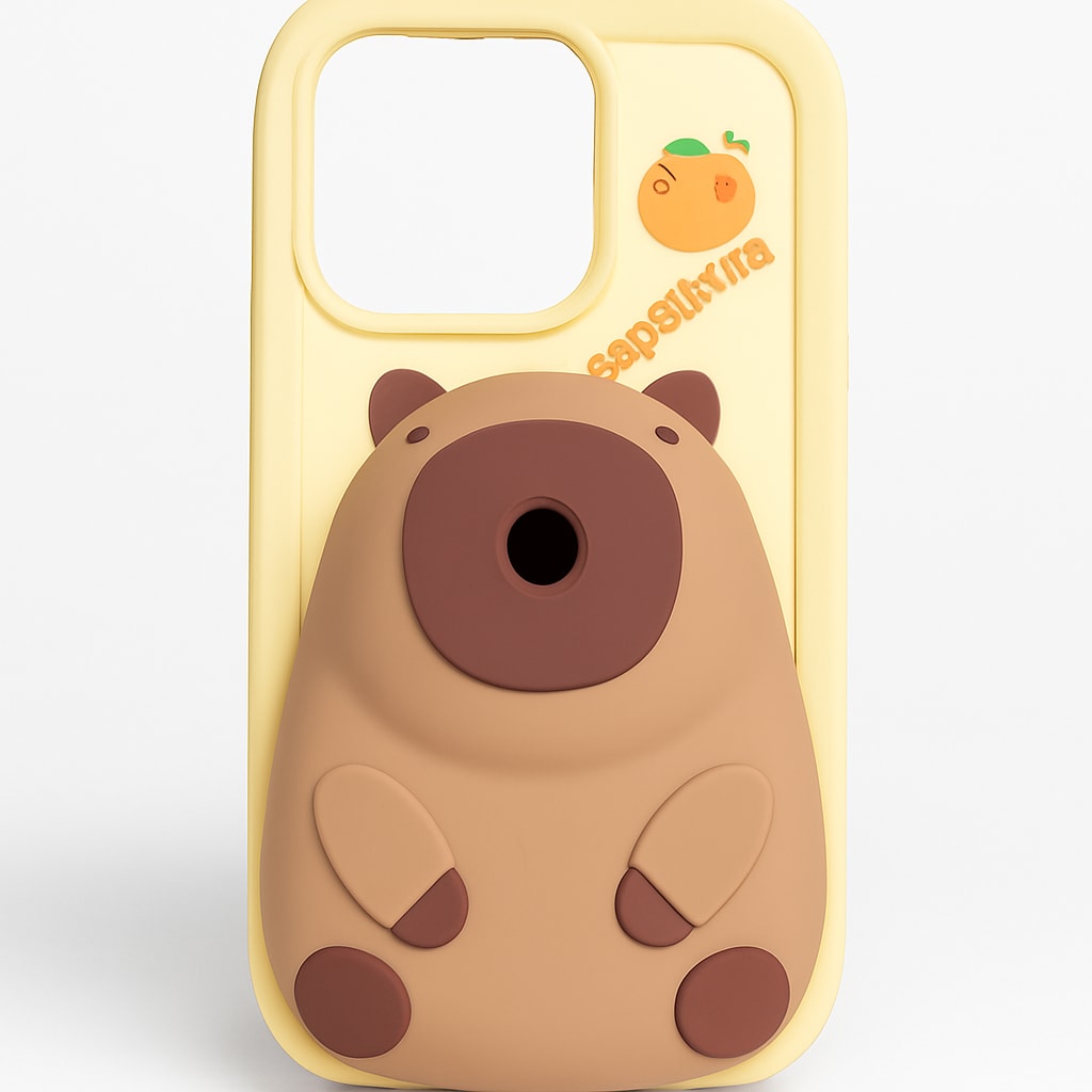 QoKcoahn Cute Capybara iPhone 16 Pro Case - Yellow & Brown