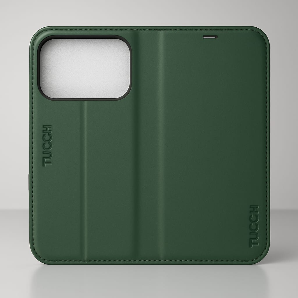 TUCCH Green Leather iphone 17 Case - Stylish and Protective