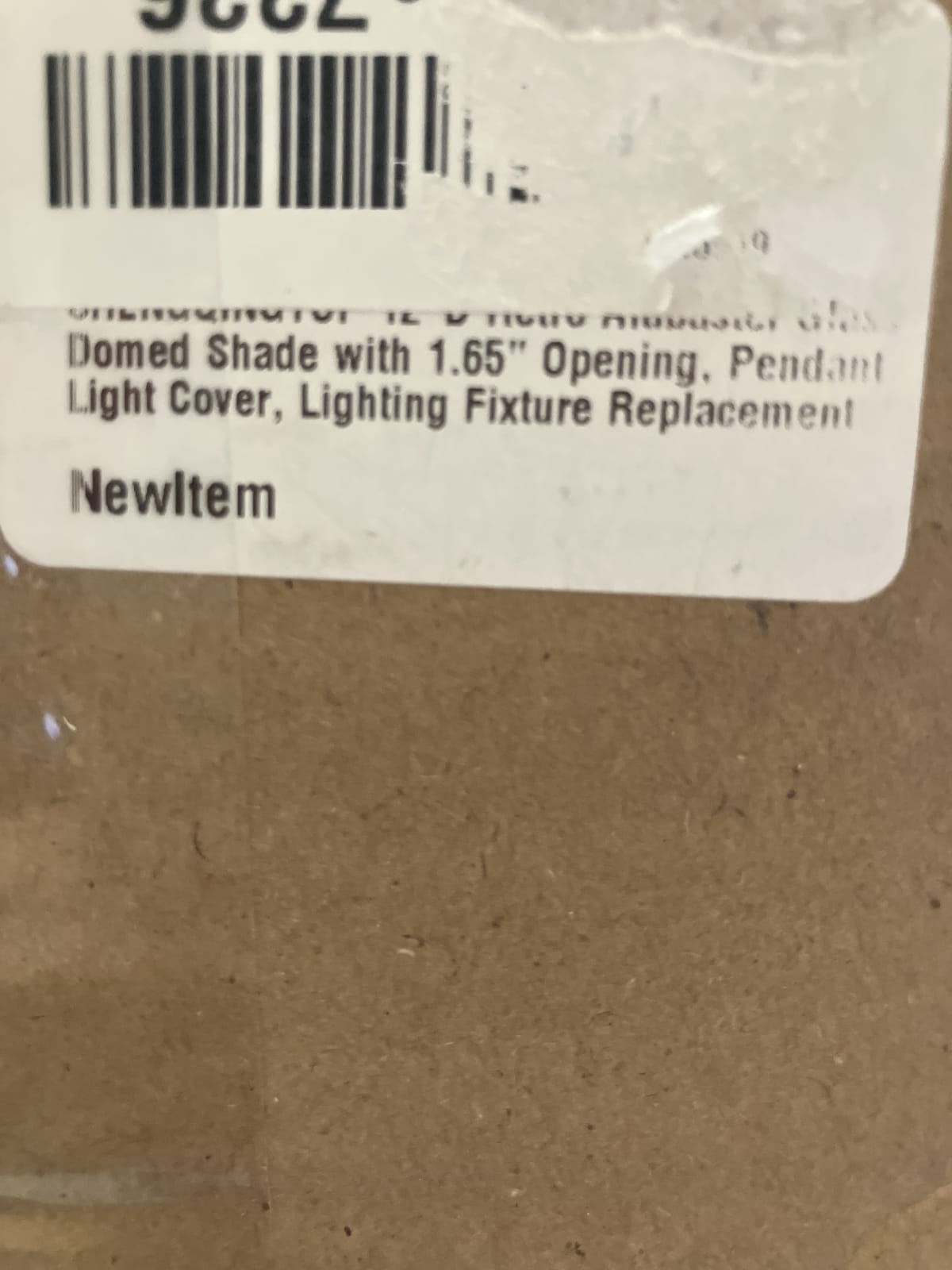 12" Glass Dome Shade with 1.65" Opening - Lighting Fixture Replacement