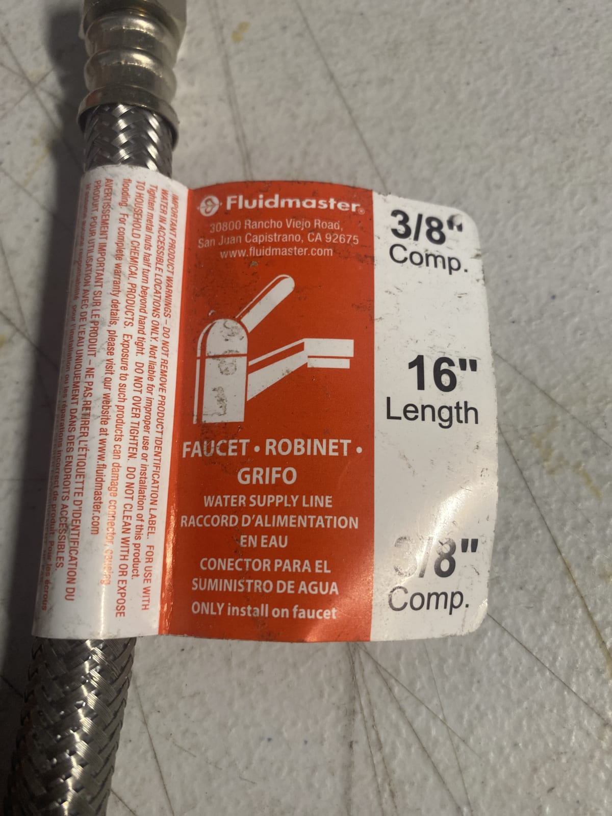 Fluidmaster 3/8" Comp Faucet Water Supply Line - 16" Length
