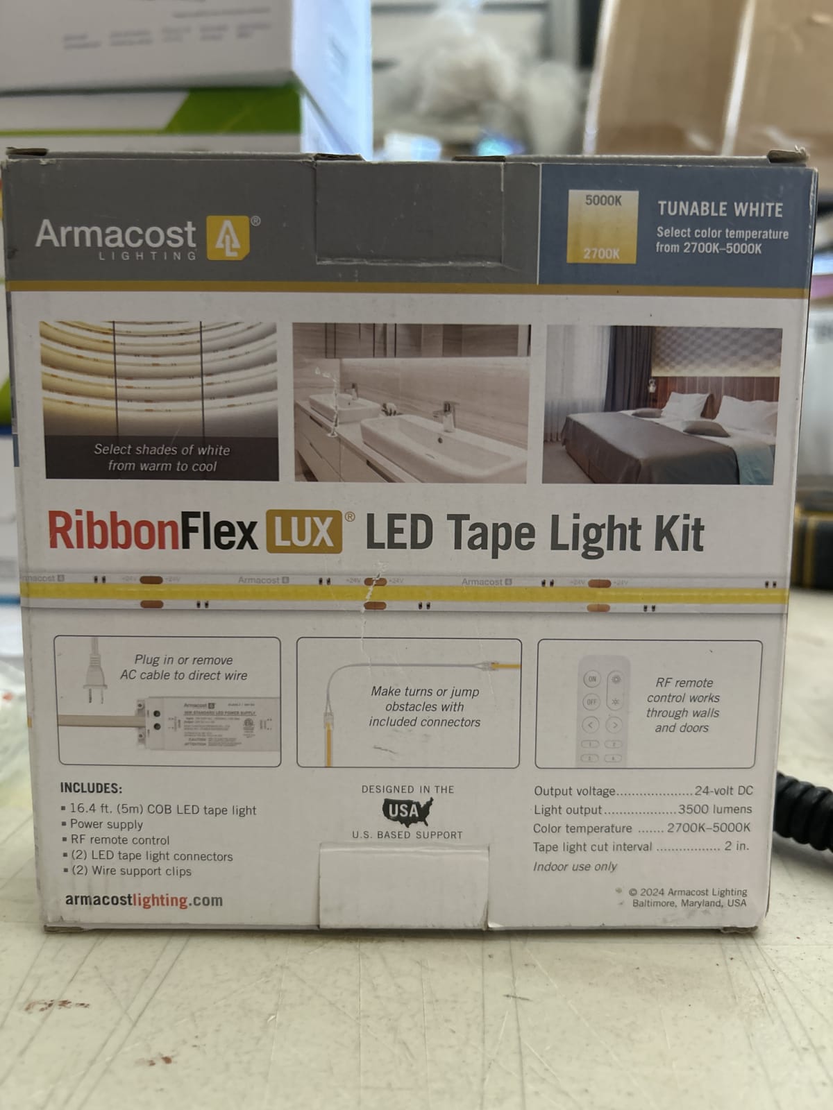 Armacost RibbonFlex LUX Continuous White LED Tape Light Kit 16ft