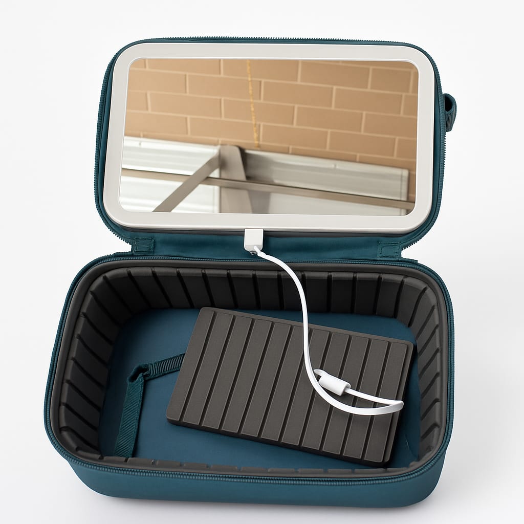 Portable Makeup Mirror Case with LED Light