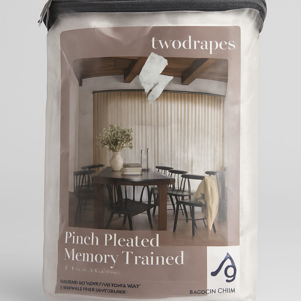 TWOPAGES Liz Pinch Pleated Memory Trained Linen Curtains - Natural (40"x84", Pack of 2)