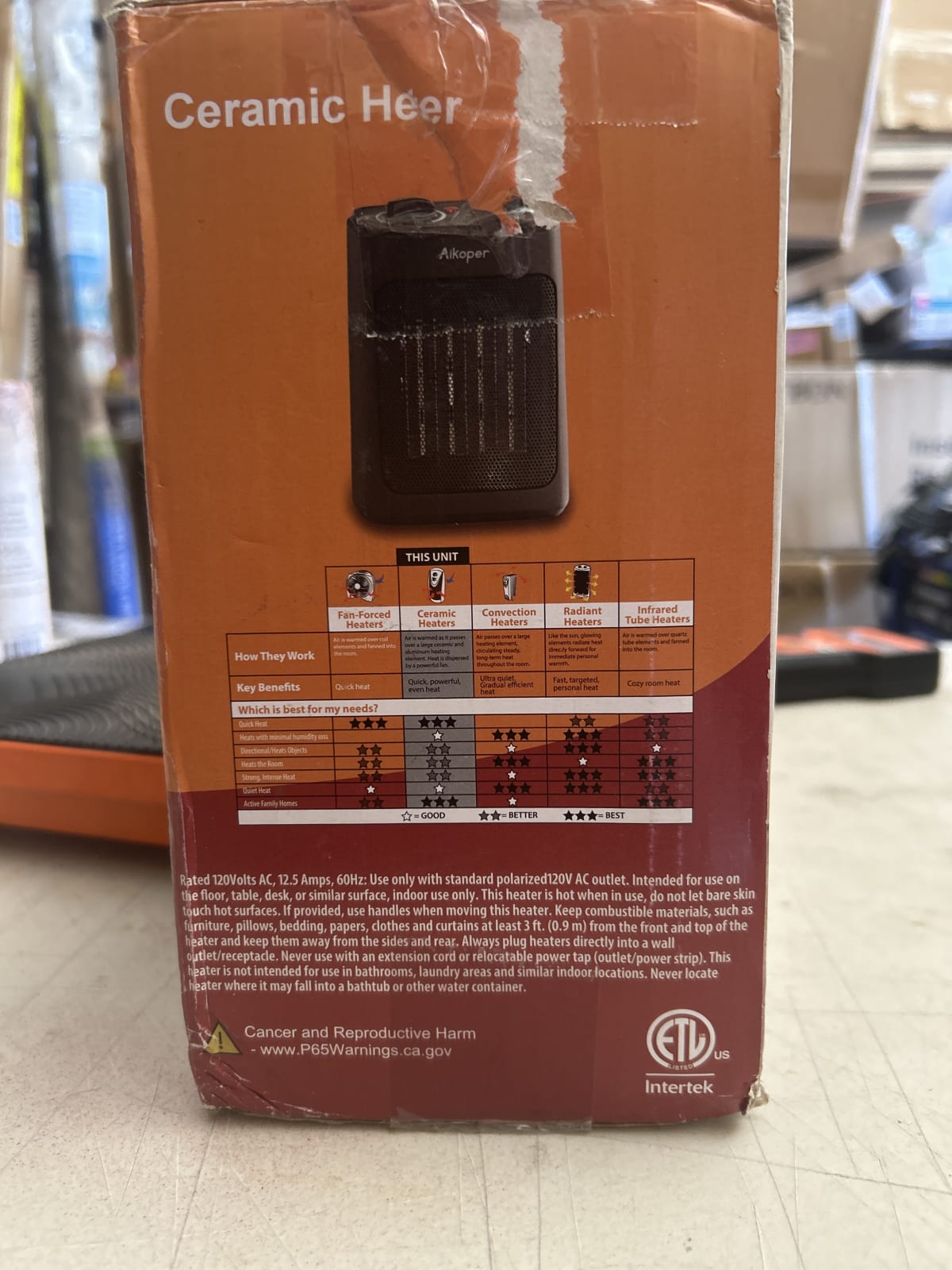Aikoper Ceramic Heater with Adjustable Thermostat and 4 Heat Settings