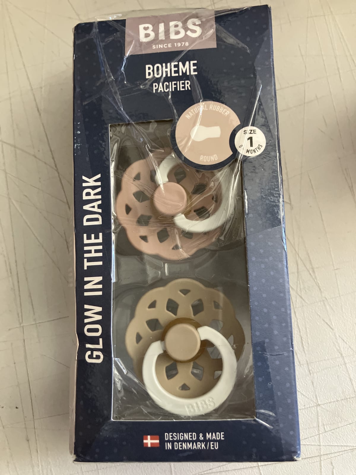 BIBS Boheme Glow in the Dark Pacifier Set - Size 1