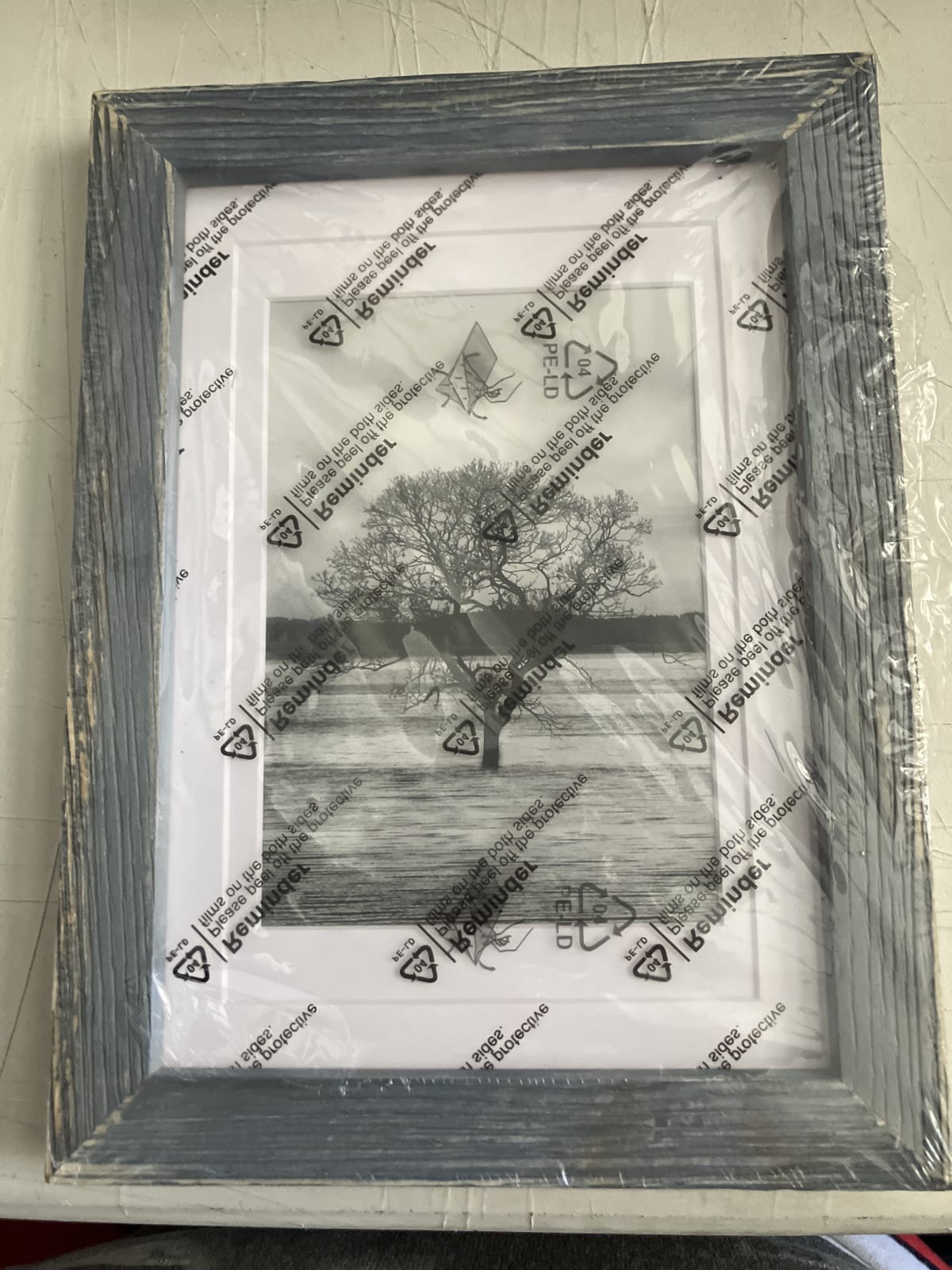 Rustic Gray Picture Frame with Tree Artwork