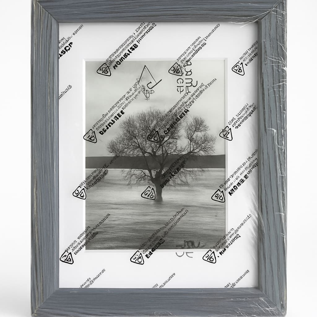 Rustic Gray Picture Frame with Tree Artwork
