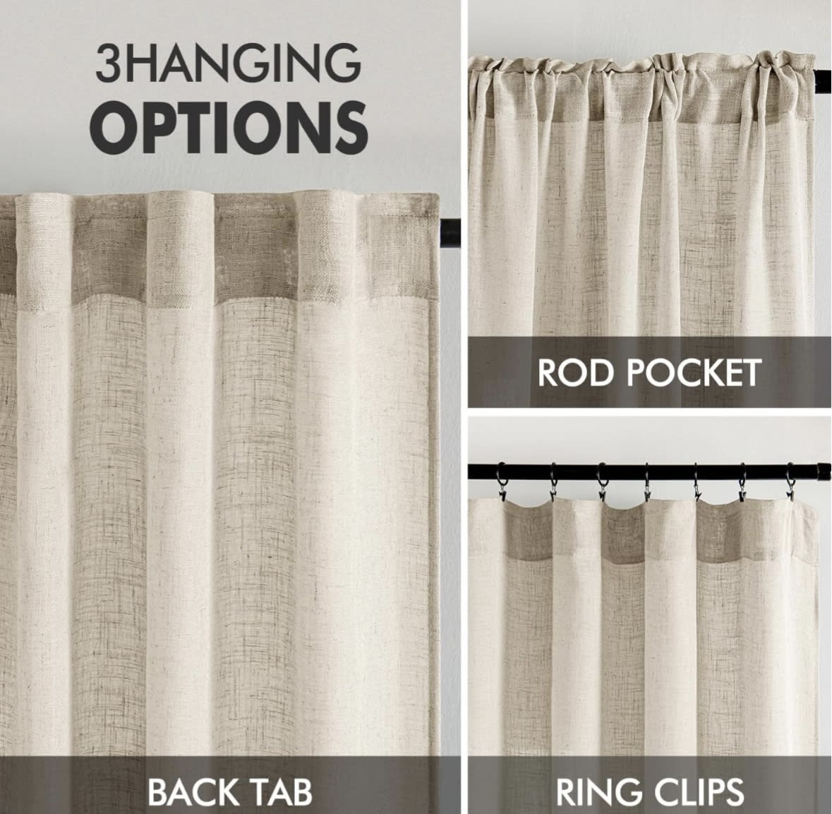 MIULEE Beige Linen Curtains 84 Inch Length 2 Panels for Bedroom Living Room, Soft Linen Textured Window Drapes Semi Sheer Light Filtering Ba