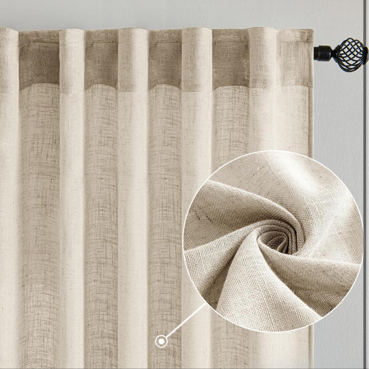 MIULEE Beige Linen Curtains 84 Inch Length 2 Panels for Bedroom Living Room, Soft Linen Textured Window Drapes Semi Sheer Light Filtering Ba