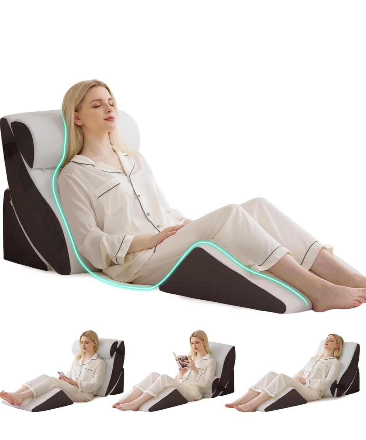 Ruqmius 4PCS Adjustable Wedge Pillow Set for Post Surgery Relief