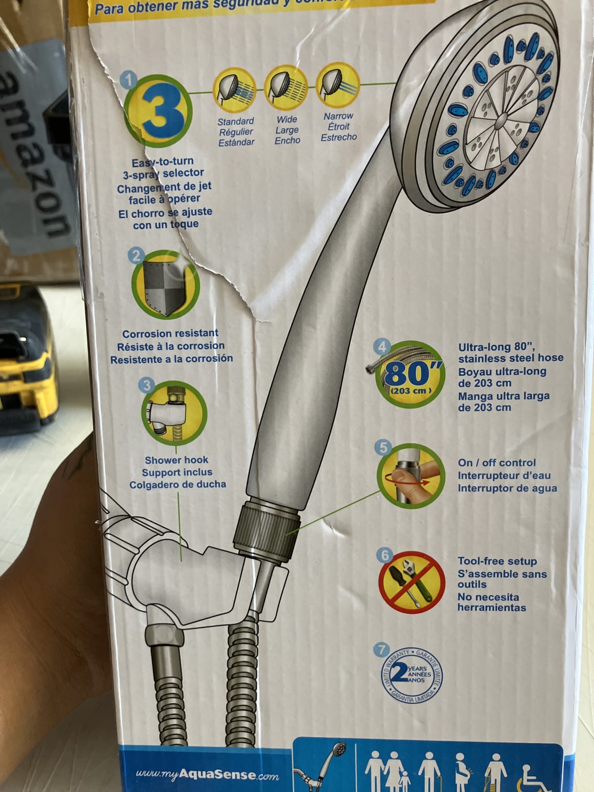 AquaSense Shower Spray with 80-Inch Hose - Easy to Install