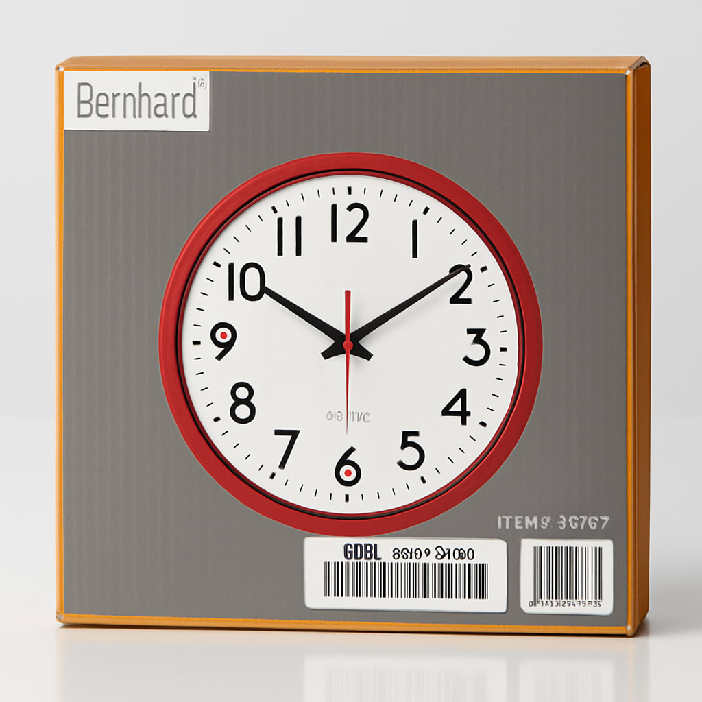 Bernhard Quartz Wall Clock with Red Frame