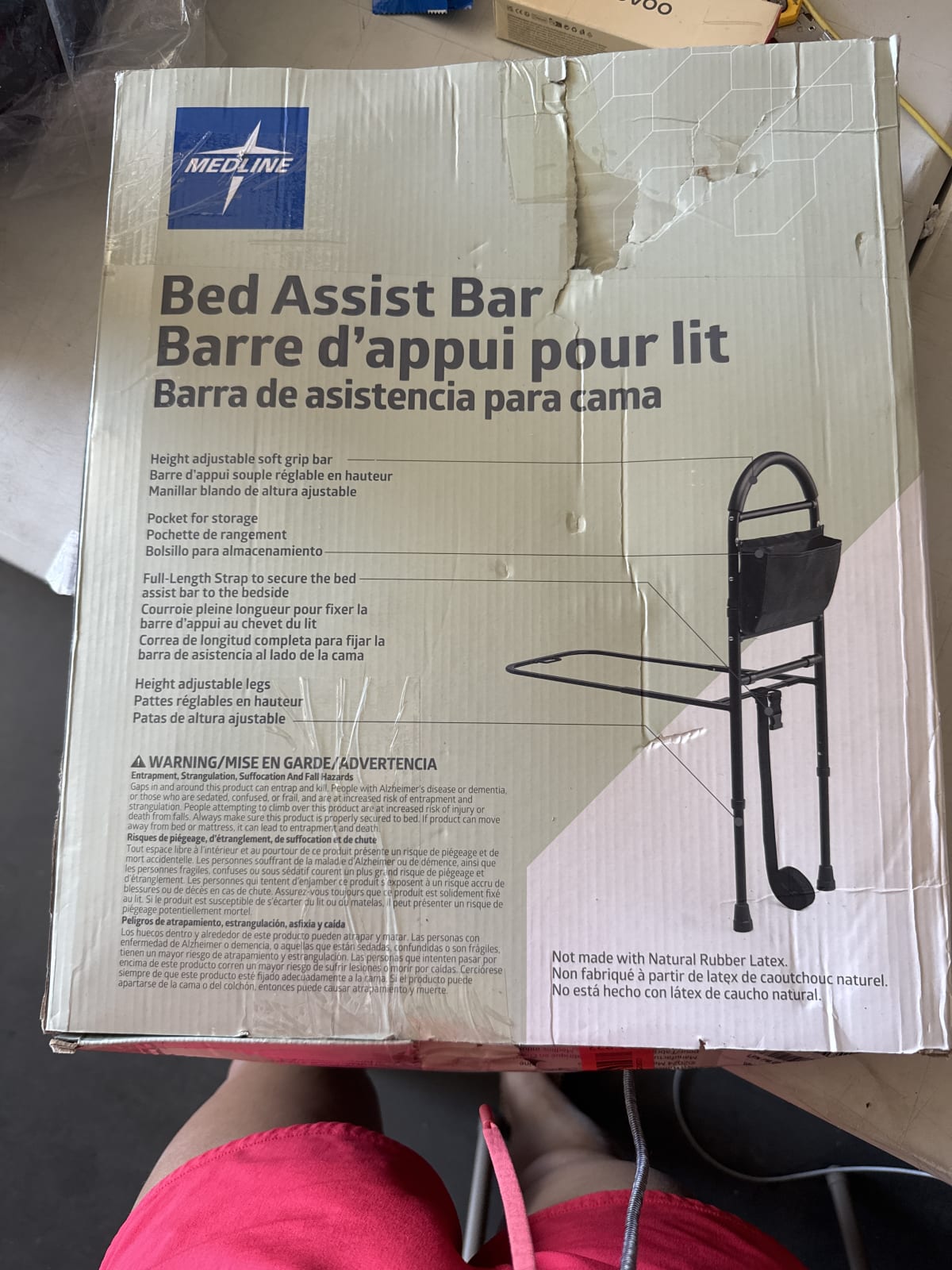 Medline Bed Assist Bar - Adjustable Height Support Handle