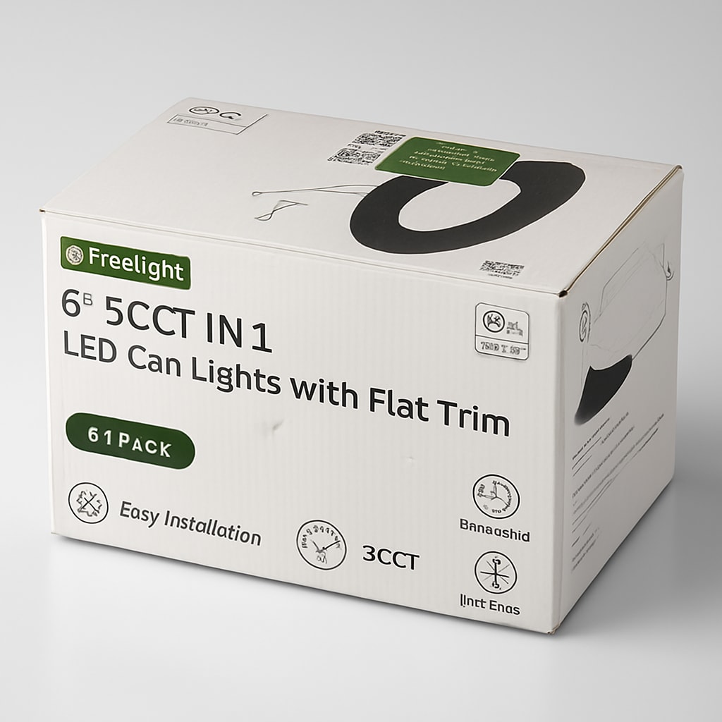 FreeLight 6" 5CCT LED Can Lights with Flat Trim - 6 Pack