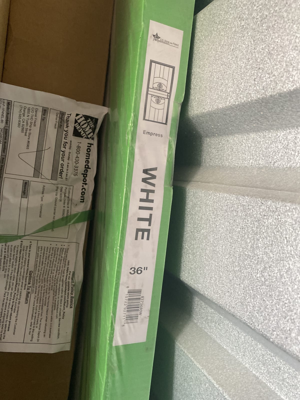 Empress 36"x 80” White Screen Door