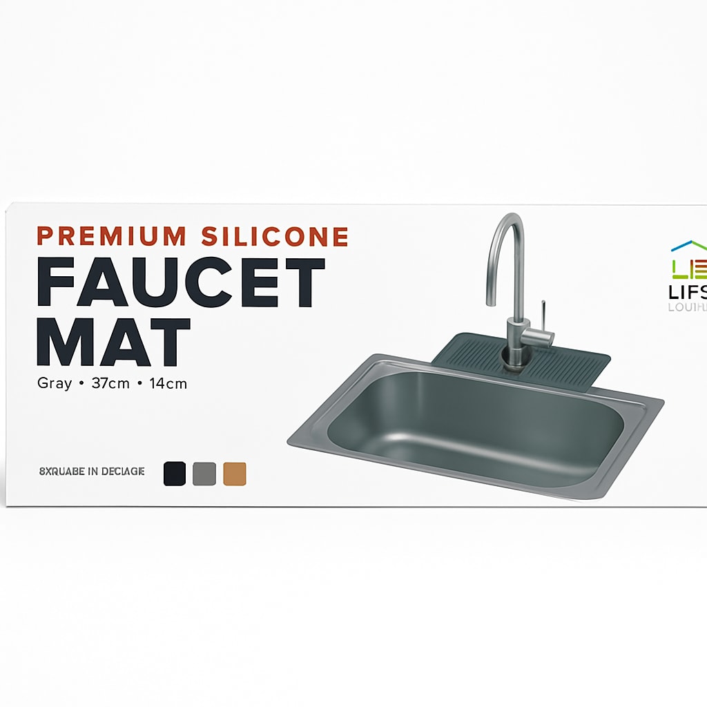 Premium Silicone Faucet Mat - Grey - 37cm x 14cm