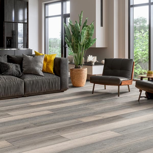Alton Lewes Gray 7.7 in W x 48 in. L Waterproof Hybrid Rigid Core Flooring (17.96 sq. ft. / case)