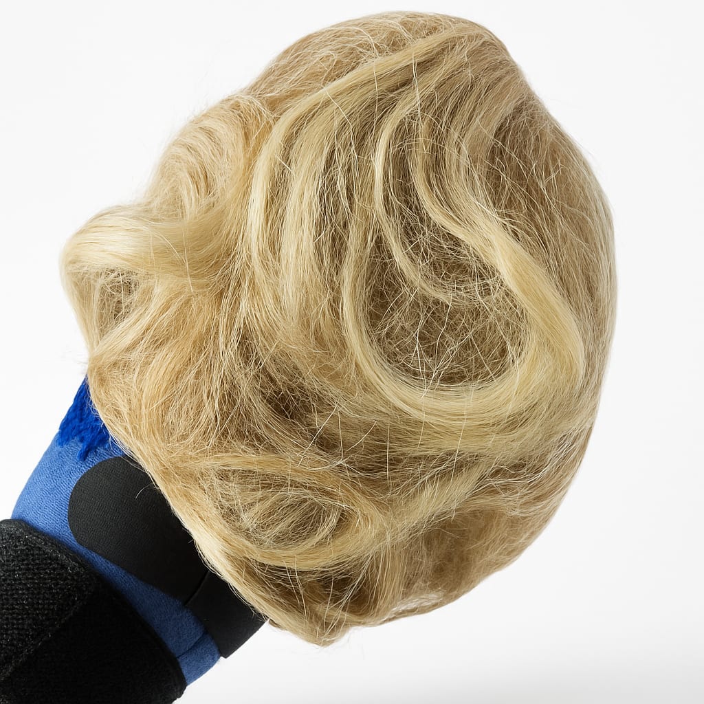 Blonde Synthetic clip in hair piece pwith Soft Curls