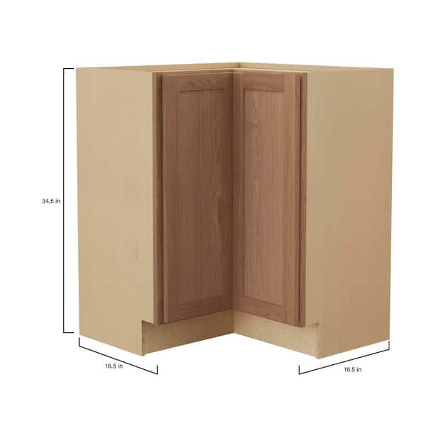 Sinclair 36 in. W x 16.5 in. D x 34.5 in. H Assembled Corner Lazy Susan Base Kitchen Cabinet in Shaker Saddle Oak