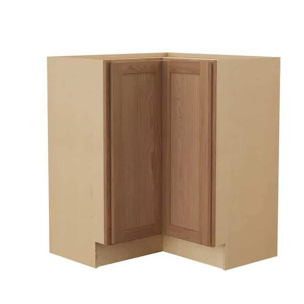 Sinclair 36 in. W x 16.5 in. D x 34.5 in. H Assembled Corner Lazy Susan Base Kitchen Cabinet in Shaker Saddle Oak
