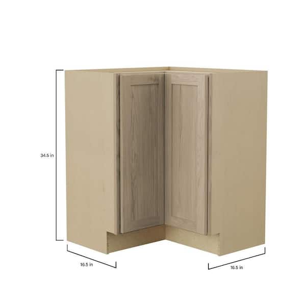 Sinclair 36 in. W x 16.5 in. D x 34.5 in. H Assembled Corner Lazy Susan Base Kitchen Cabinet In White