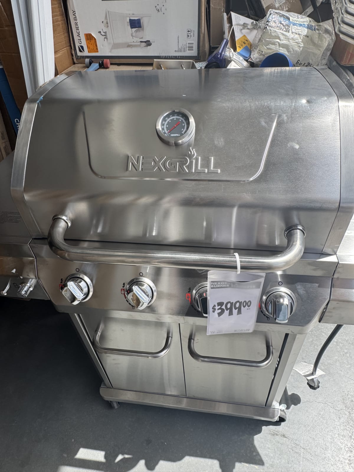 Nexgrill 4 Burner Stainless Steel Propane Gas Grill with Side Burner