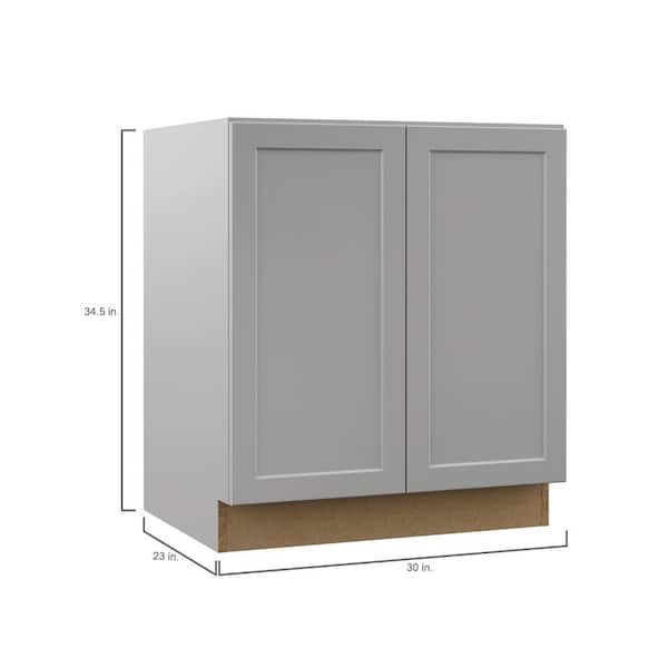 Designer Series Melvern 30 in. W x 24 in. D x 34.5 in. H Assembled Shaker Full Door Height Base Cabinet in Heron Gray