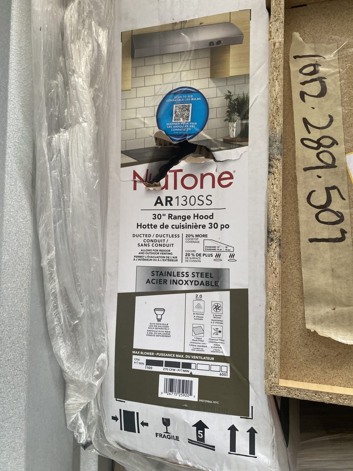 NuTone AR130SS 30" Stainless Steel Range Hood
