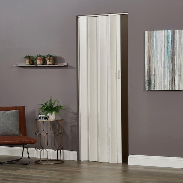 36 in. x 80 in. Oakmont PVC Vinyl White Ash Accordion Door