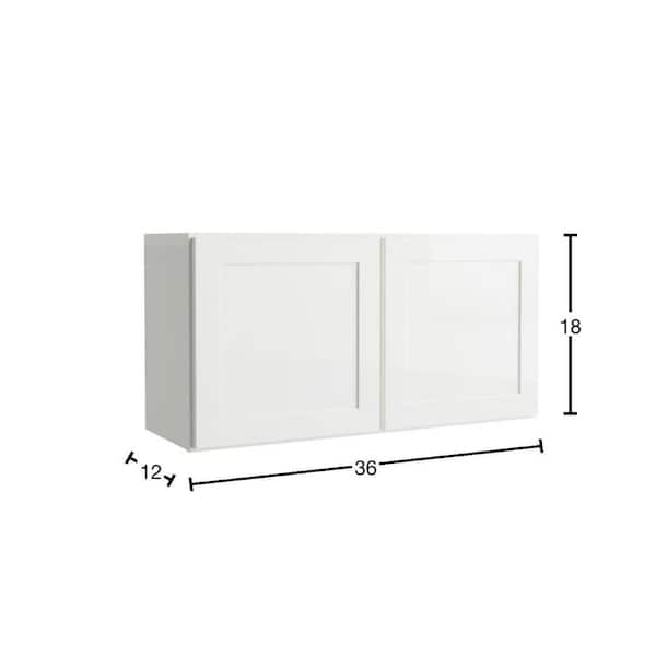 Courtland 36 in. W x 12 in. D x 18 in. H Assembled Shaker Wall Bridge Kitchen Cabinet in Polar White