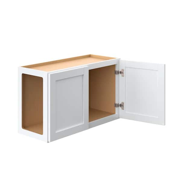 Courtland 36 in. W x 12 in. D x 18 in. H Assembled Shaker Wall Bridge Kitchen Cabinet in Polar White