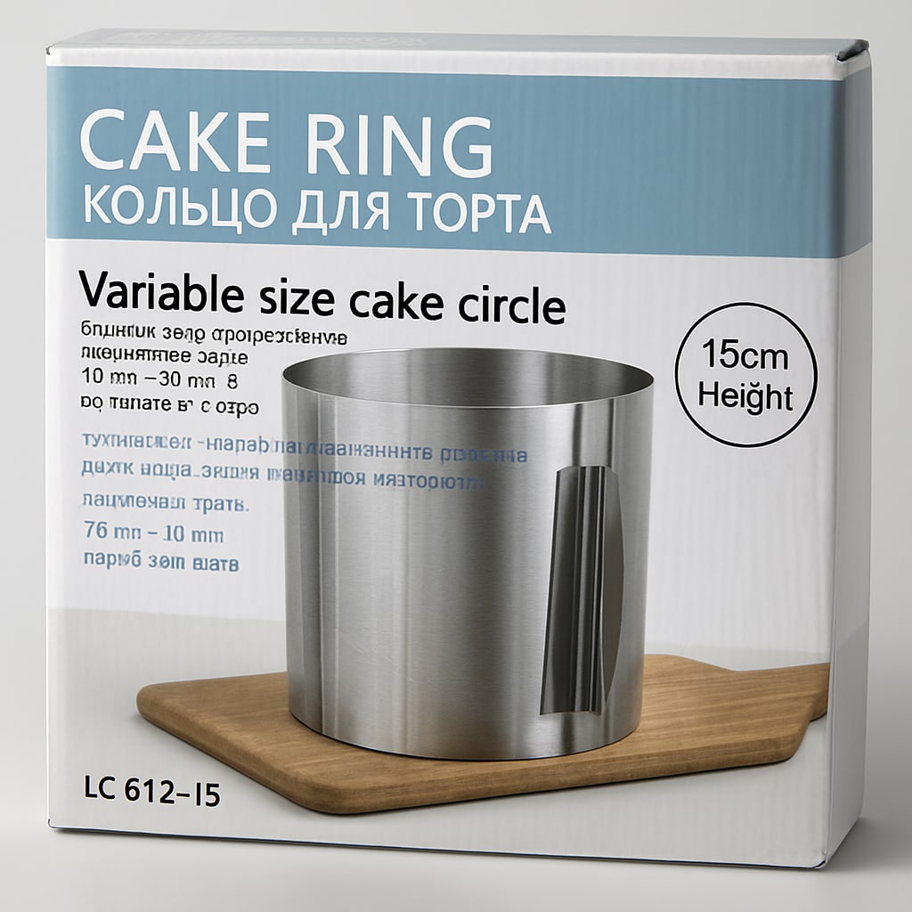Adjustable Cake Ring - 15cm Height, Variable Size for Baking