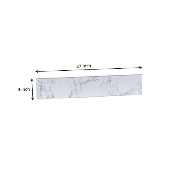 43 in. W x 4 in. H x 0.7 in. D Cultured Engineered Stone Vanity Backsplash in Carrara White