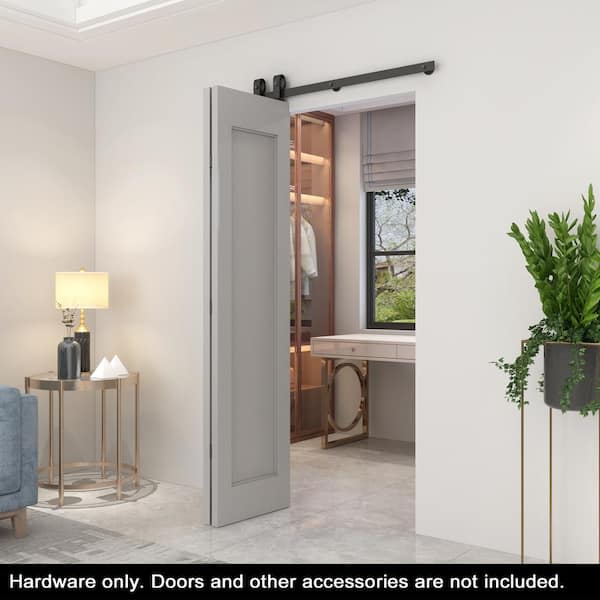 42 in. Black Single Bi-Fold Top Mount Sliding Barn Door Track and Hardware Kit-Door Not Included