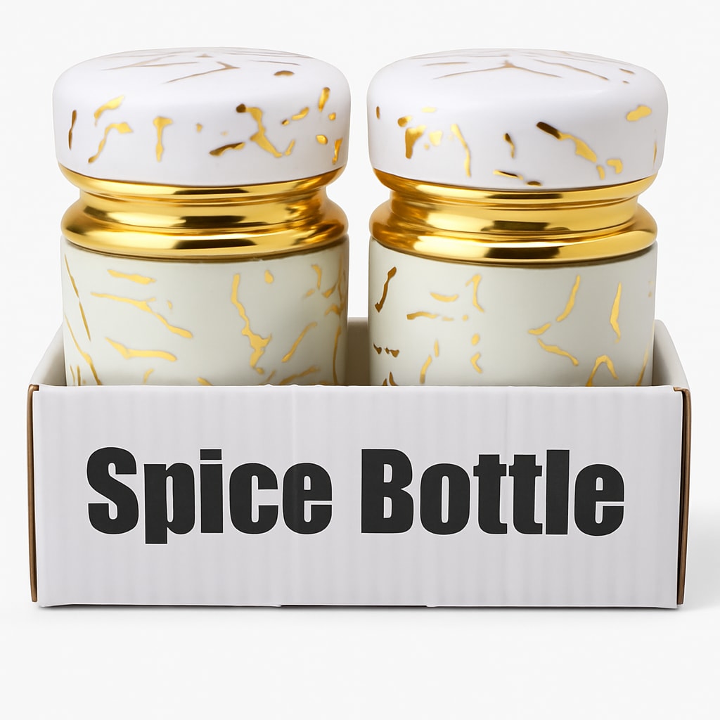 Elegant Spice Bottle Set with Gold Accents