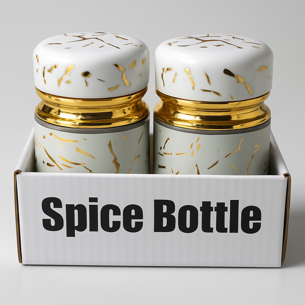 Elegant Spice Bottle Set with Gold Accents