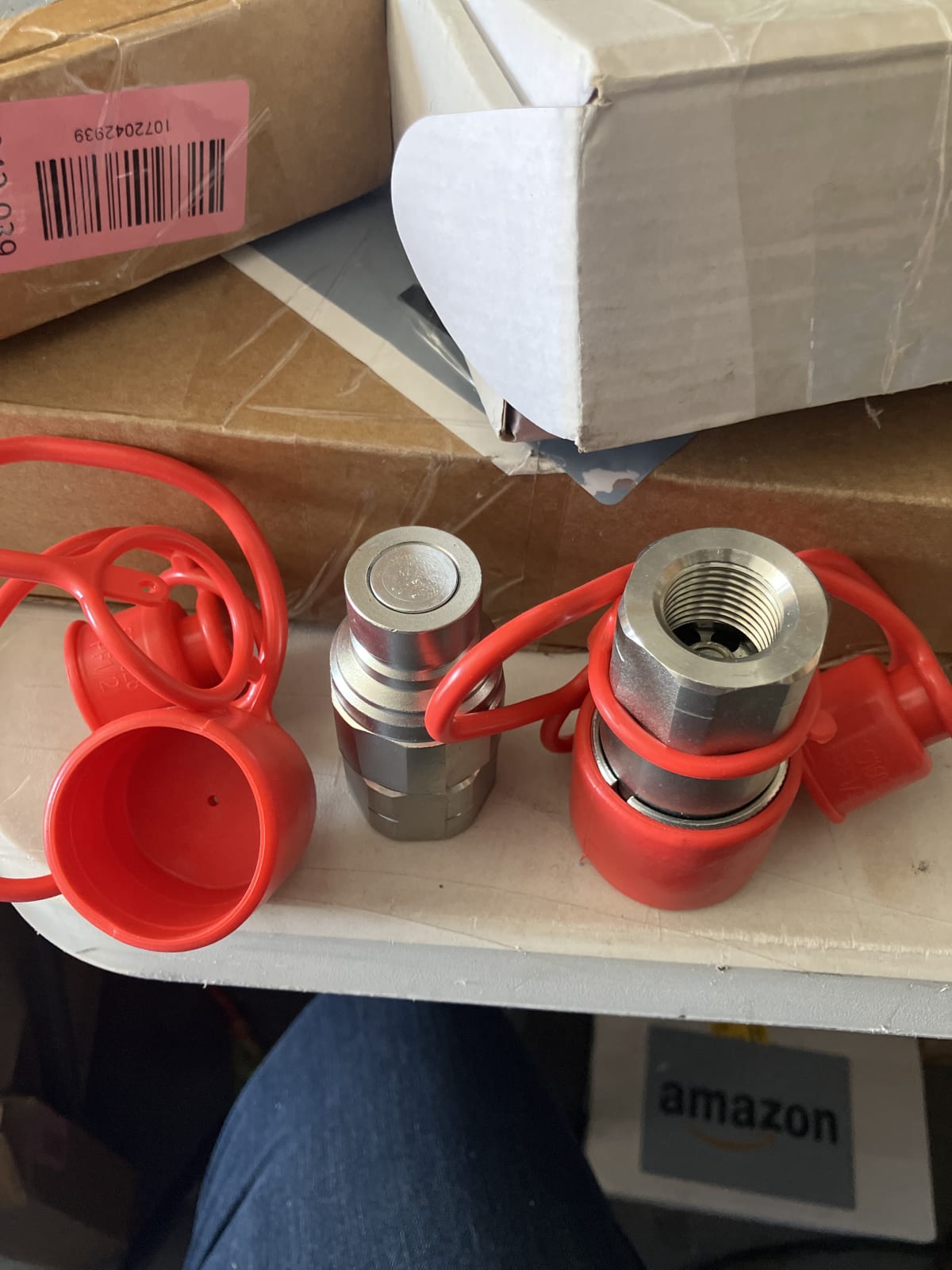 ISO 16028 Quick Connect Couplings Set with Red Caps