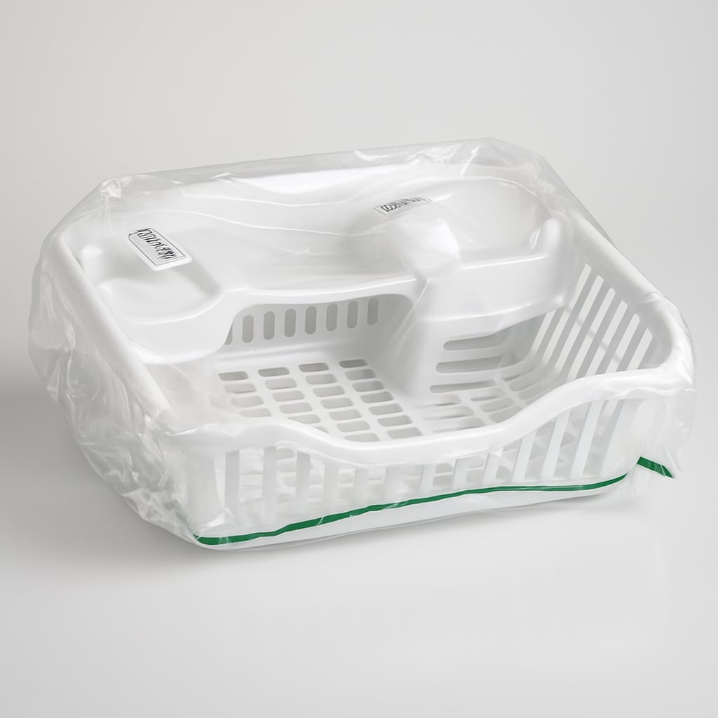 White Plastic Dish Rack with Cutlery Holder