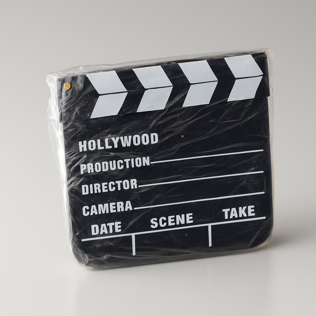 Hollywood Style Clapperboard with megaphone Movie Slate